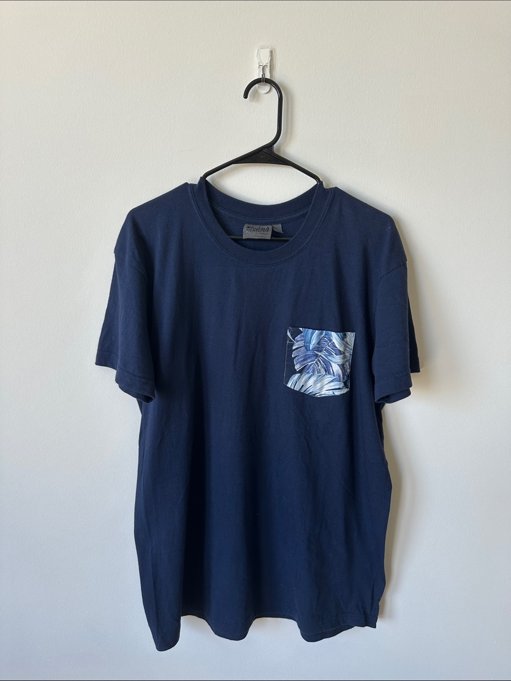 Naked & Famous Denim Navy Short Sleeve Tee with Patterned Pocket